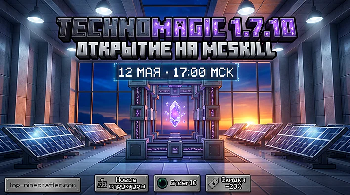 🚀 TechnoMagic 1.7.10 на McSkill откроется 12 мая в 17:00 МСК